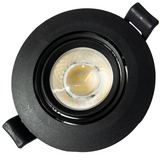 Luminaria LED dirigible de empotrar redonda de 7W  - Negro (1611)