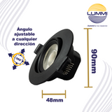 Luminaria LED dirigible de empotrar redonda de 7W  - Negro (1611)