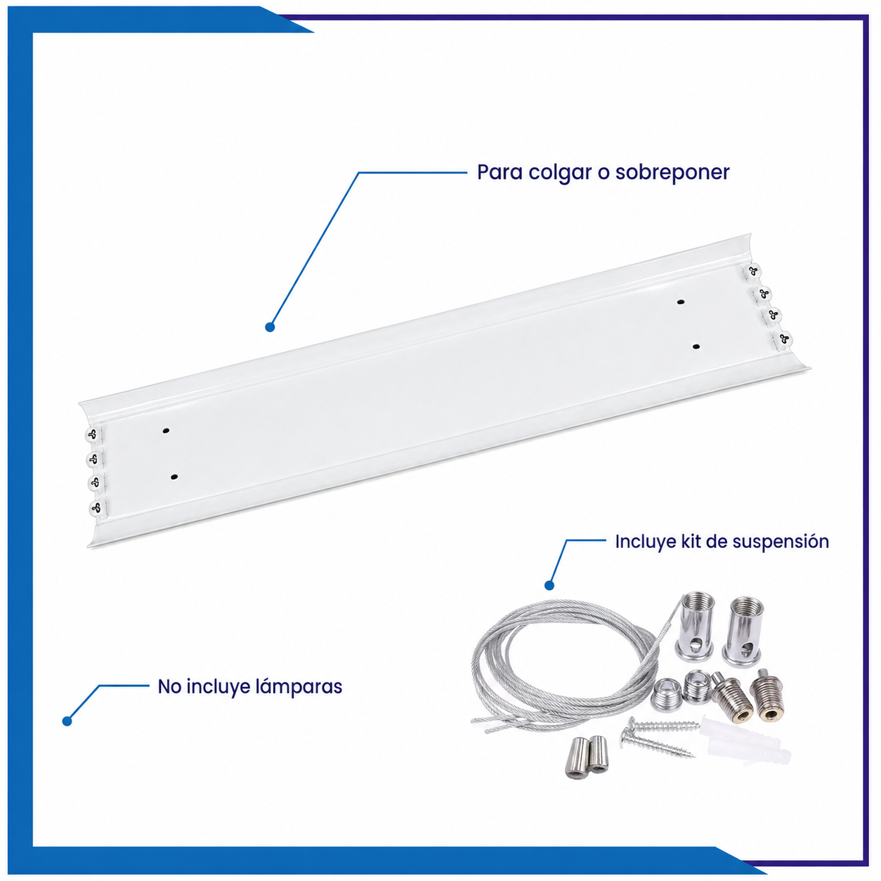 Canaleta para 4 Lámparas T8 de 120 cm (CAN4X18)