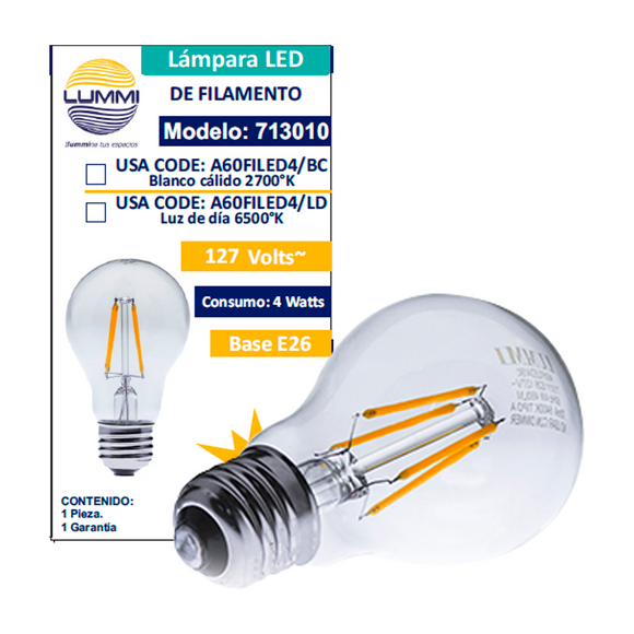 Lámpara tipo bombilla LED de 12W (A65FC12/LD) – Lummi