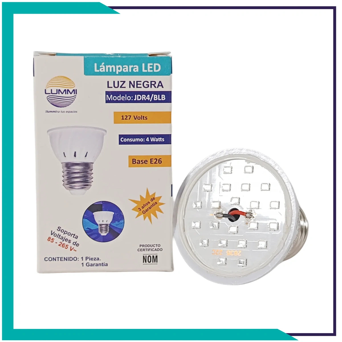 Lampara LED de luz negra 4w Mini spot( JDR4BLB )
