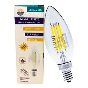 Foco tipo vela filamento LED (VEFILED4E12/BC)