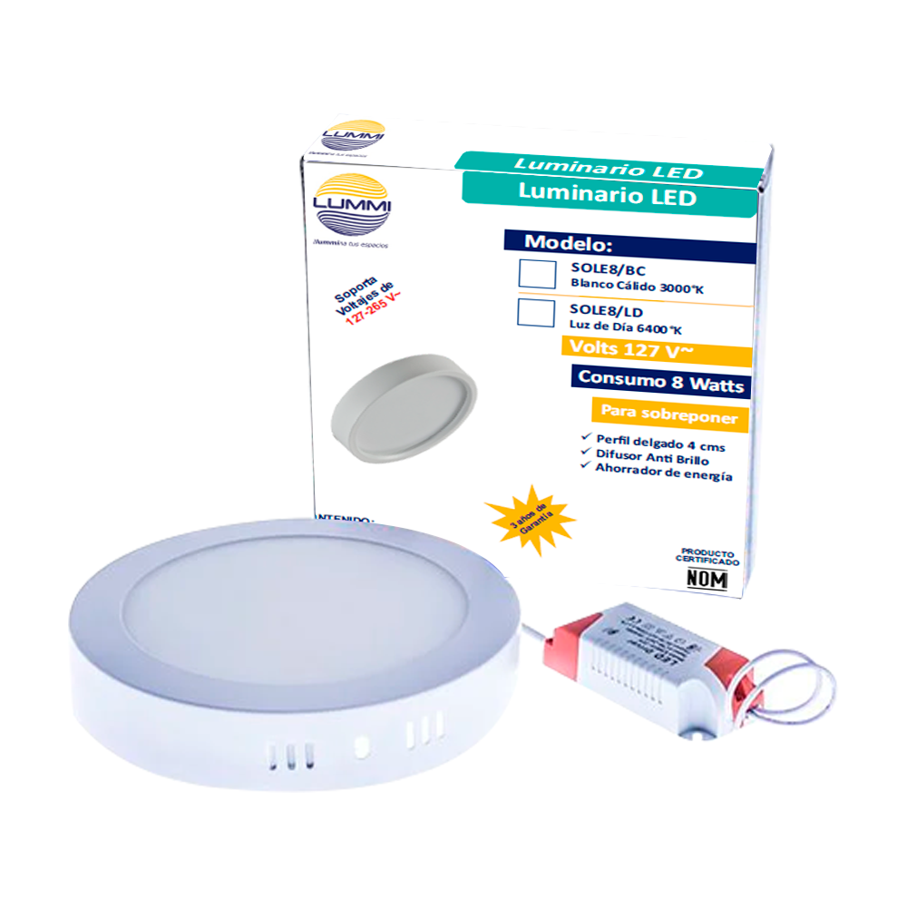 Panel circular de LEDS para sobreponer  ( SOLE8/BC )