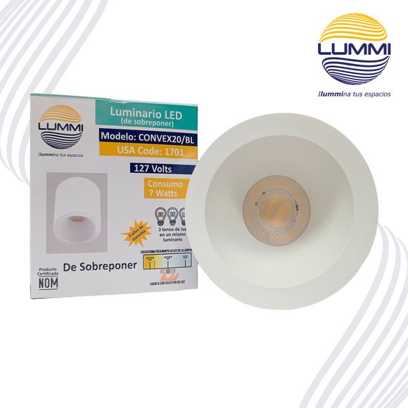 Luminario LED de sobreponer tipo spot de 7W Blanco (1701)