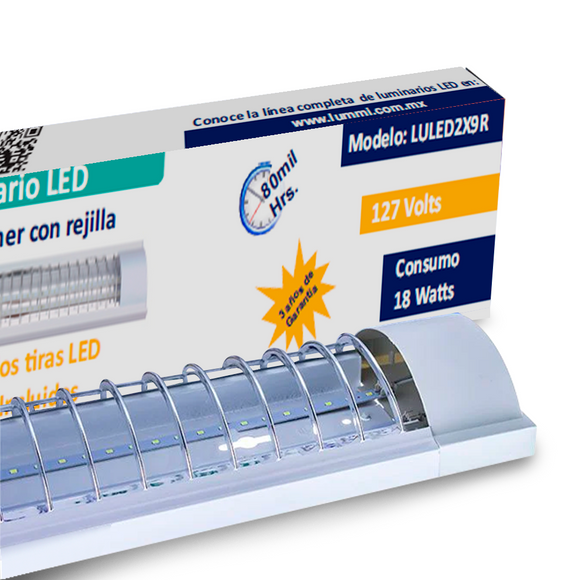 Luminario con rejillas con tira de LEDS (LULED2X9R)