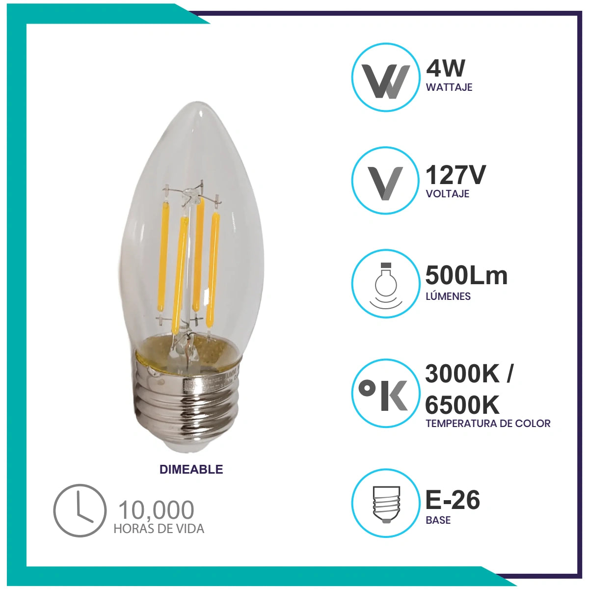 VELA Filamento Dimeable E26 (VEDIM4E26/LD)