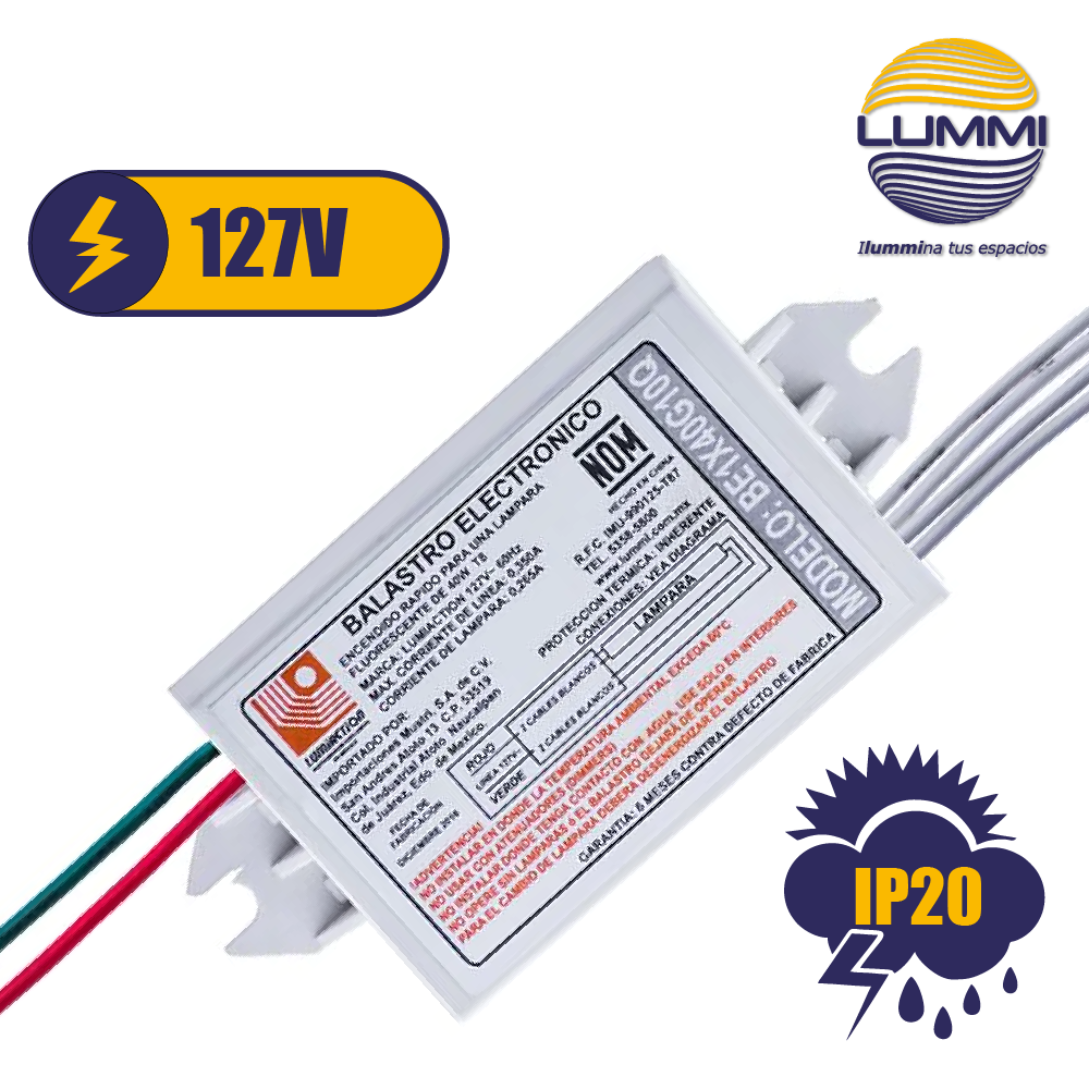 Balastro electrónico 16W a 40W T5, T9 o T10 (BE1X40G10Q)