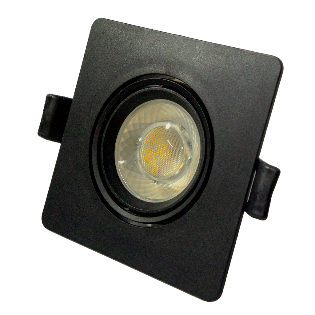 Luminaria LED dirigible de empotrar cuadrada de 7W - Negro (1613)