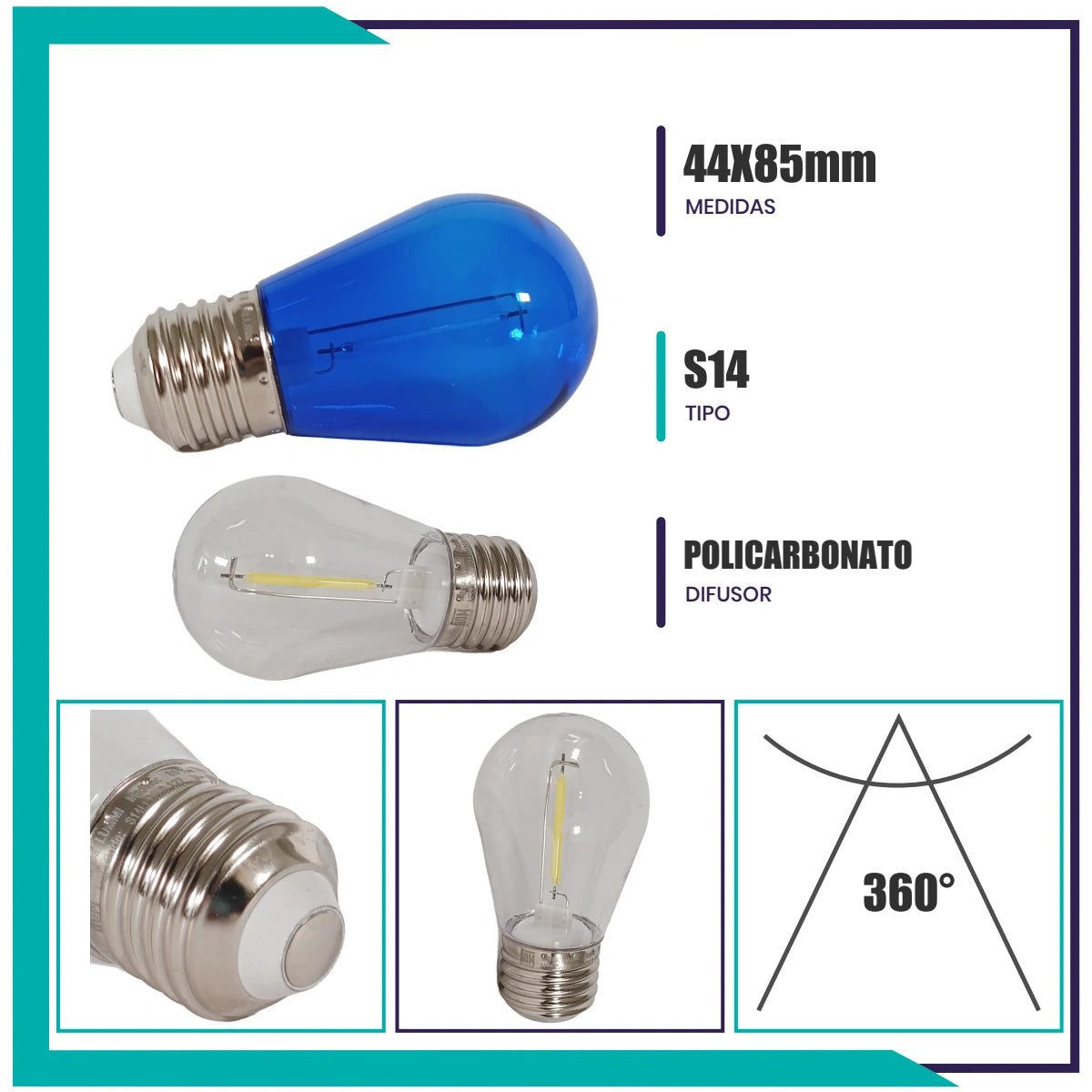 Lámpara tipo bombilla de filamento LED (S14LED)
