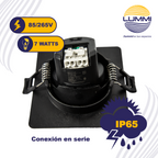 Luminaria LED dirigible de empotrar cuadrada de 7W - Negro (1613)