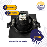 Luminaria LED dirigible de empotrar cuadrada de 7W - Negro (1613)