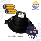 Luminaria LED dirigible de empotrar redonda de 7W  - Negro (1611)
