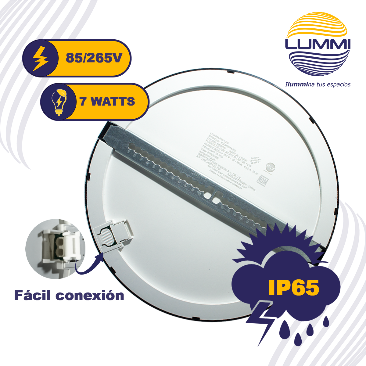 Luminaria LED de empotrar o sobreponer 18W NEGRO (EMSMD18/NE)
