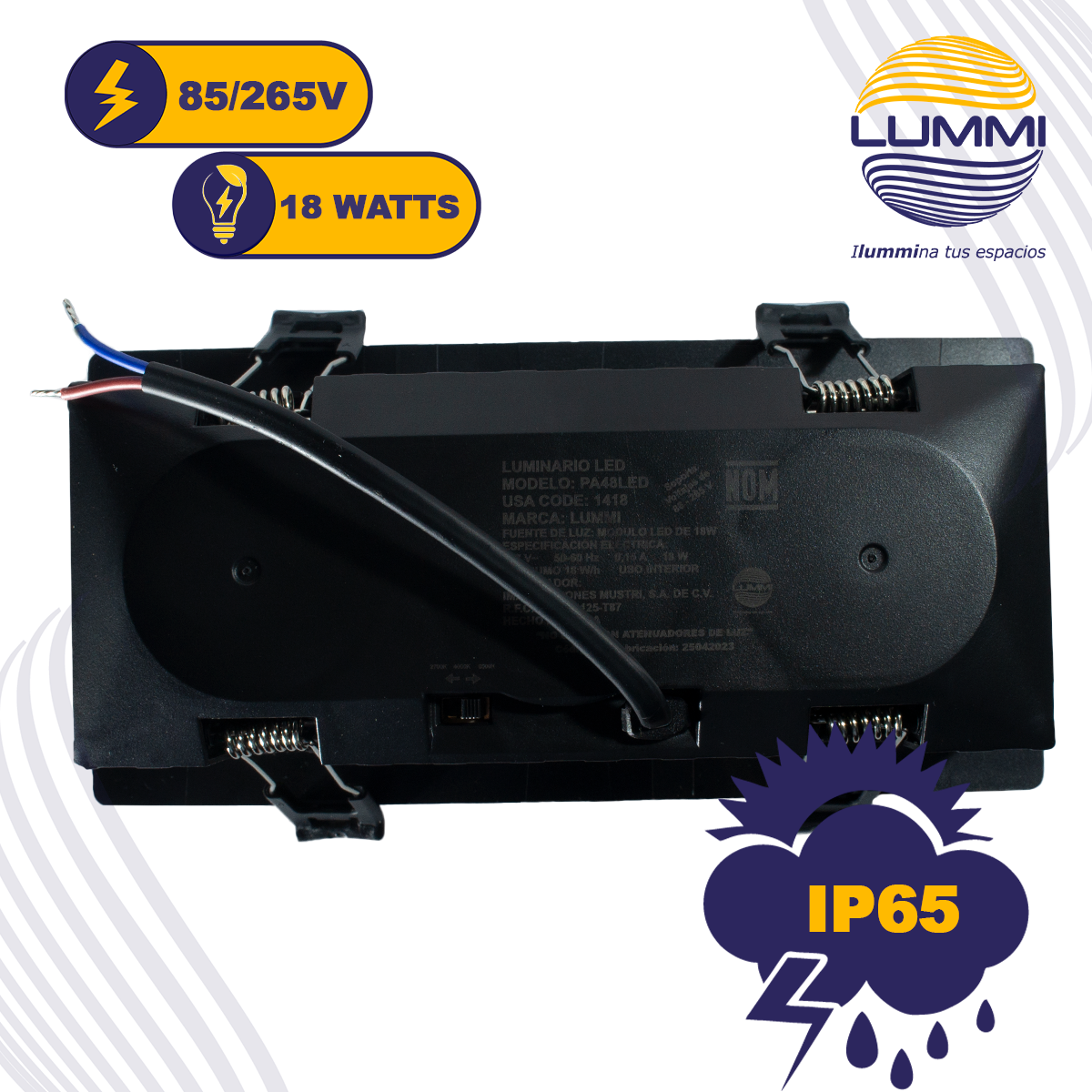 Luminaria LED empotrable con distribución telescópica de 18W (1418)