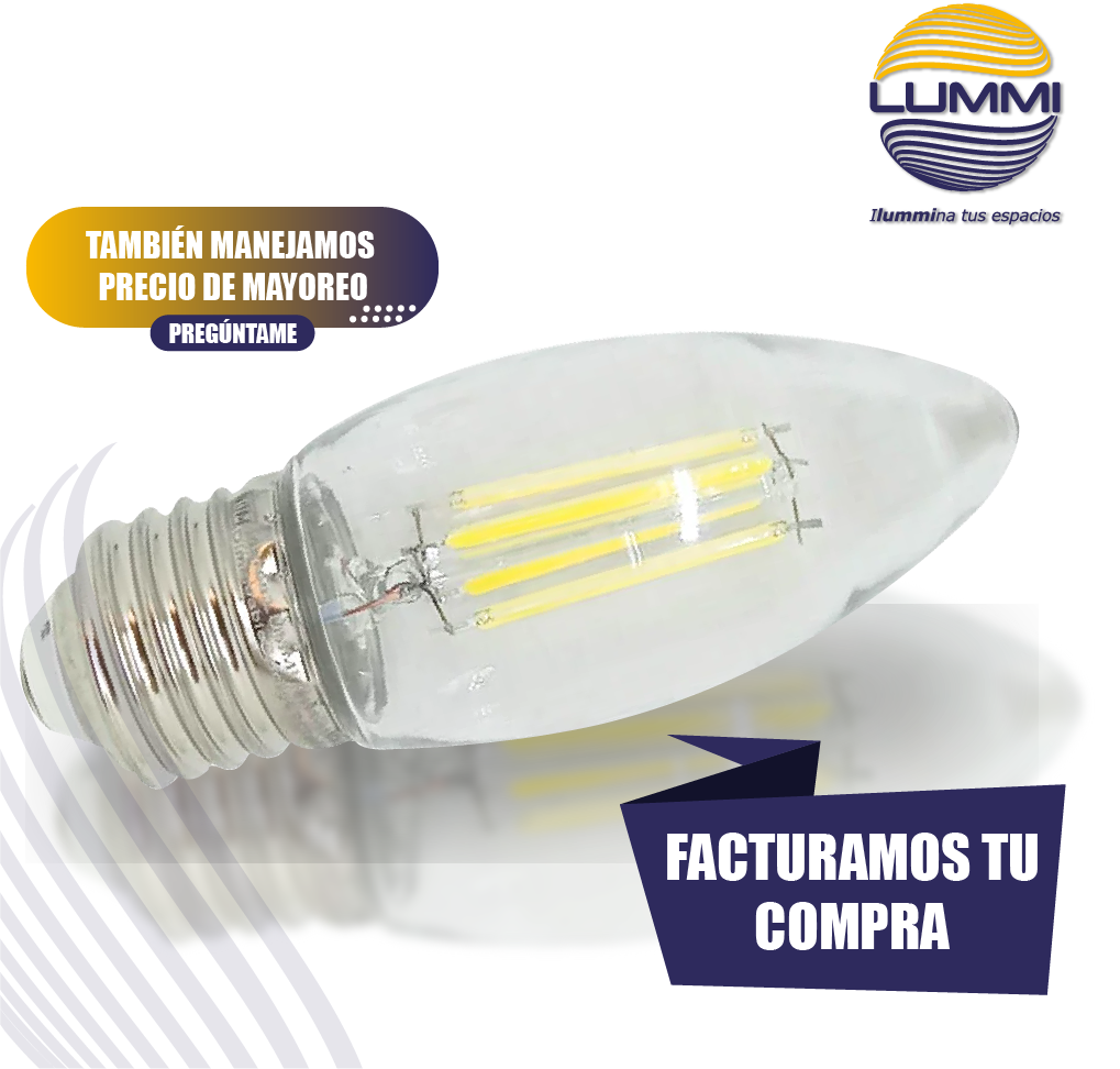 Foco tipo vela LED E26 (VEFILED4E26/LD)