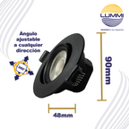Luminaria LED dirigible de empotrar redonda de 7W  - Negro (1611)