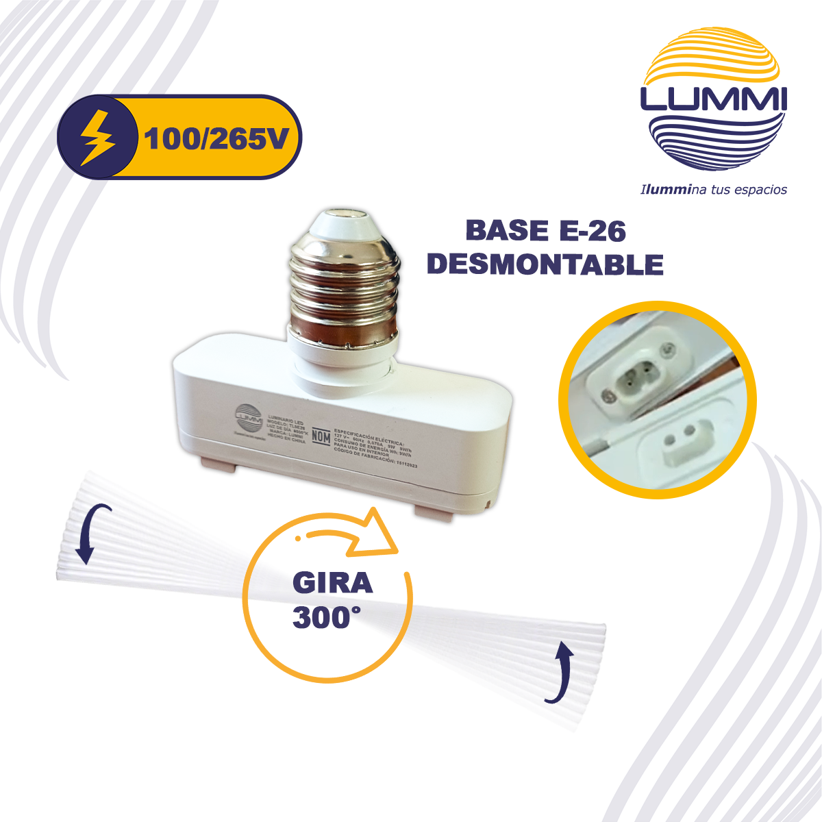 Lámpara LED lineal de 9W con base giratoria E26 (TL9E26)