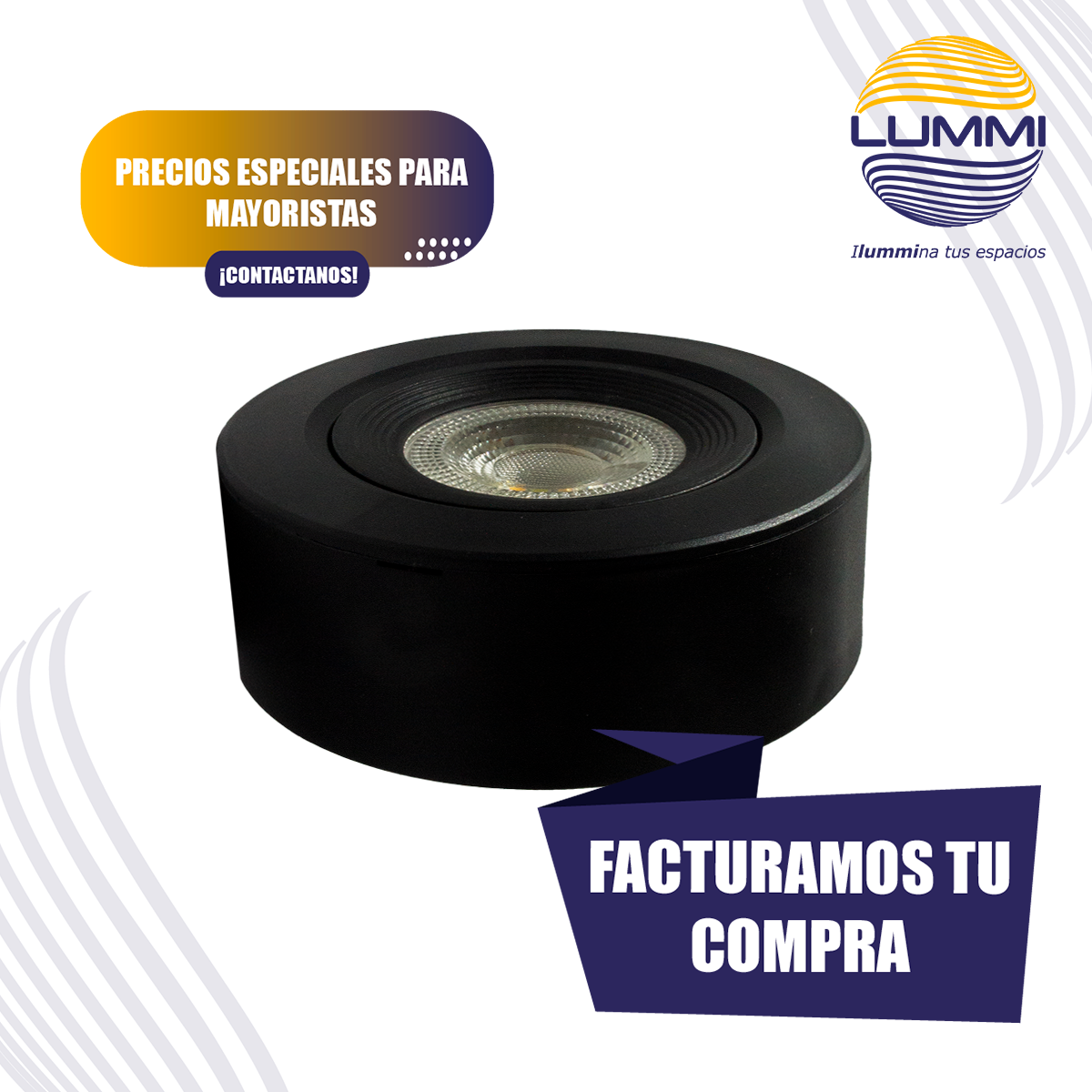 Luminario LED de sobreponer dirigible Negro de 7W (1502)