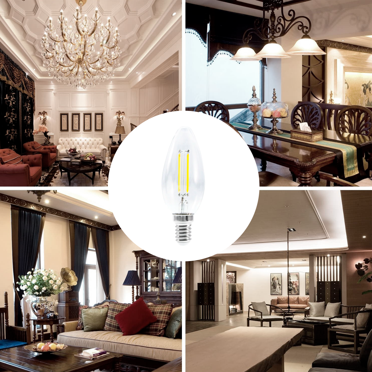 Foco tipo vela filamento LED (VEFILED4E12/BC)