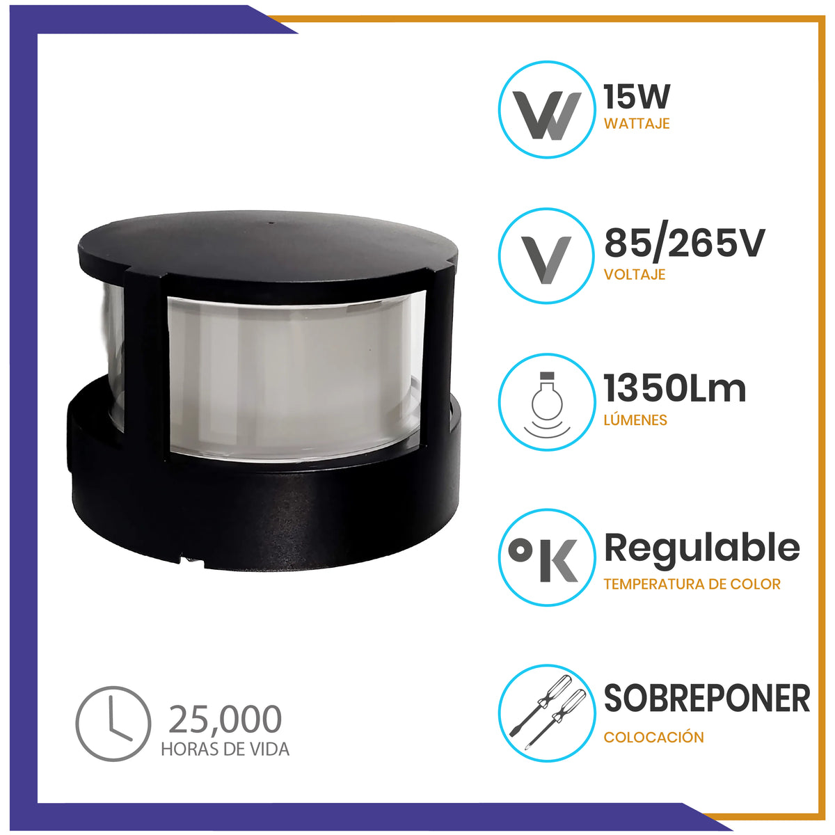 Arbotante de forma circular de 15W (1046)
