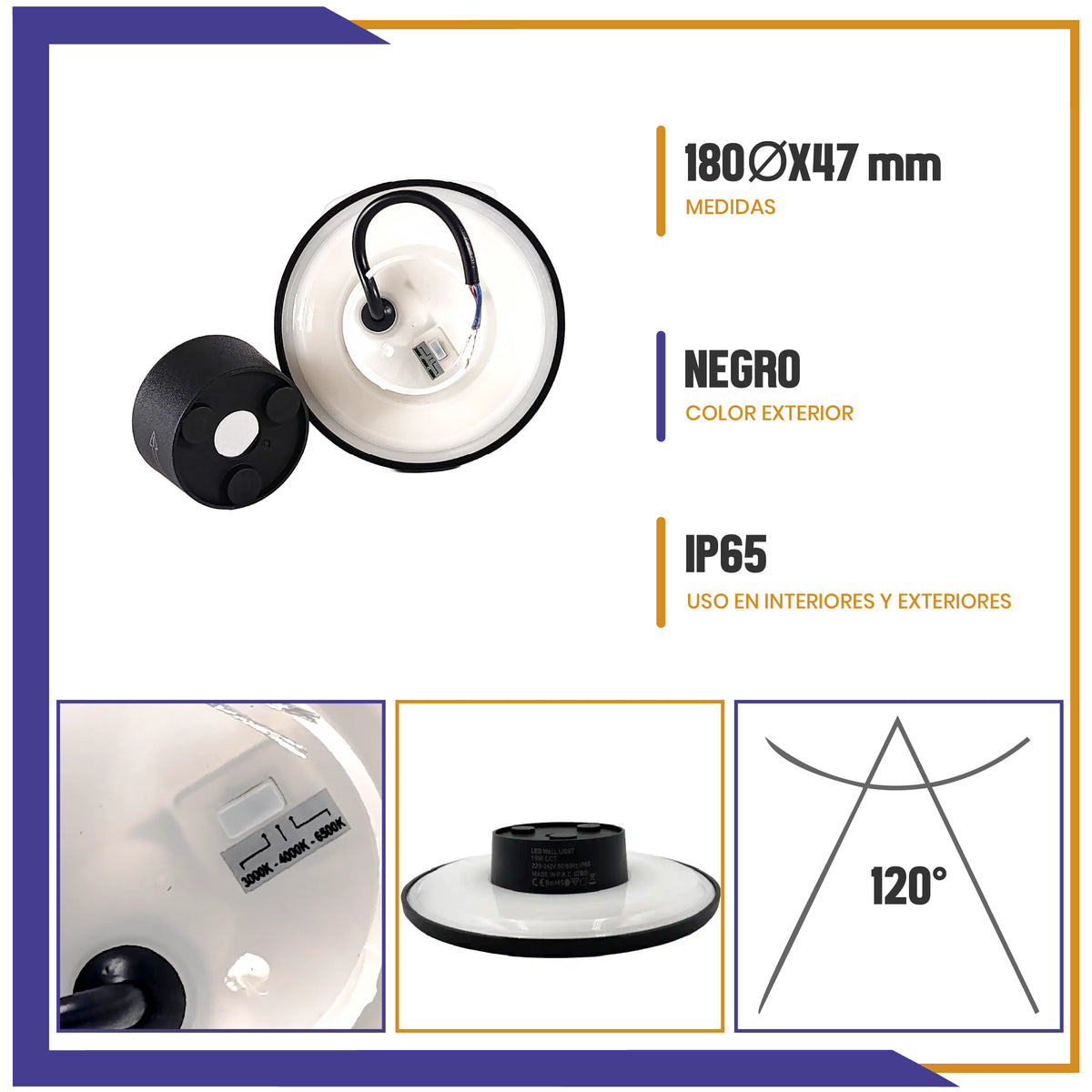 Luminario LED circular de pared de 12W (1220)