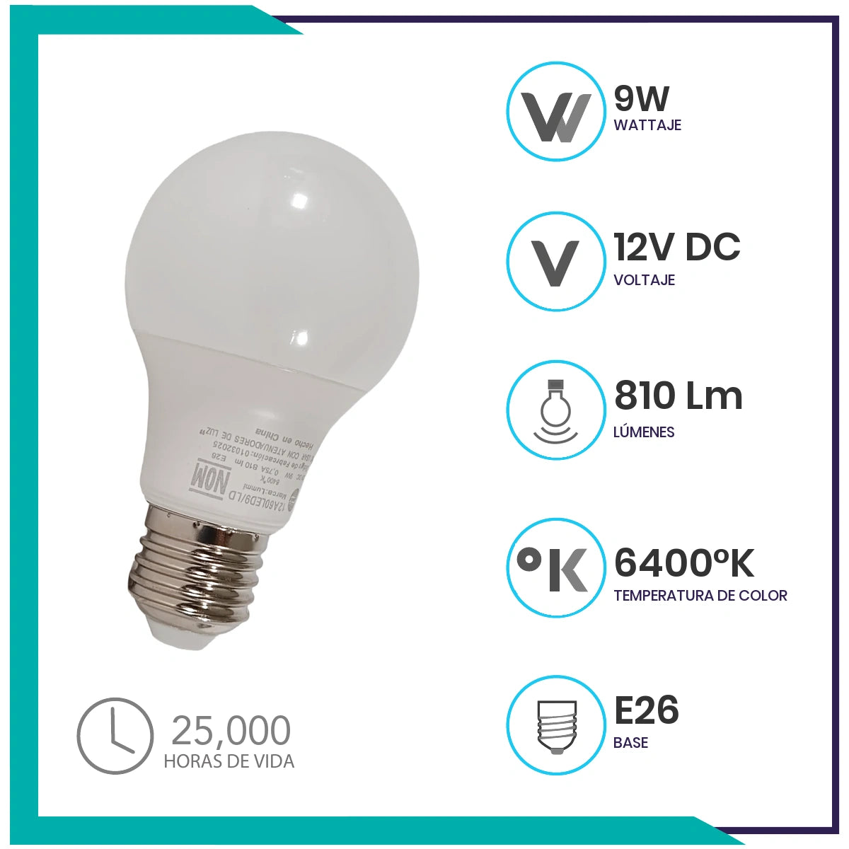 Foco LED 9W para panel solar (12A60LED9/LD)