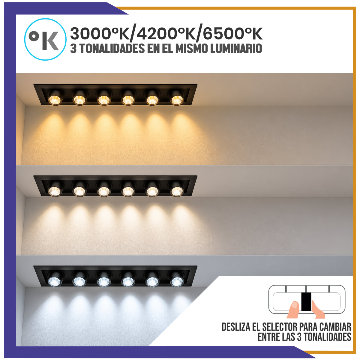 Luminaria LED empotrable con distribución telescópica de 40W (1436)