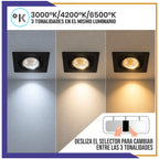 Luminaria LED dirigible de empotrar cuadrada de 7W - Negro (1613)