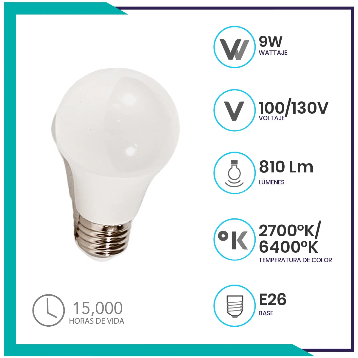 Foco LED 9W tipo A60 (A609LED127/BC)