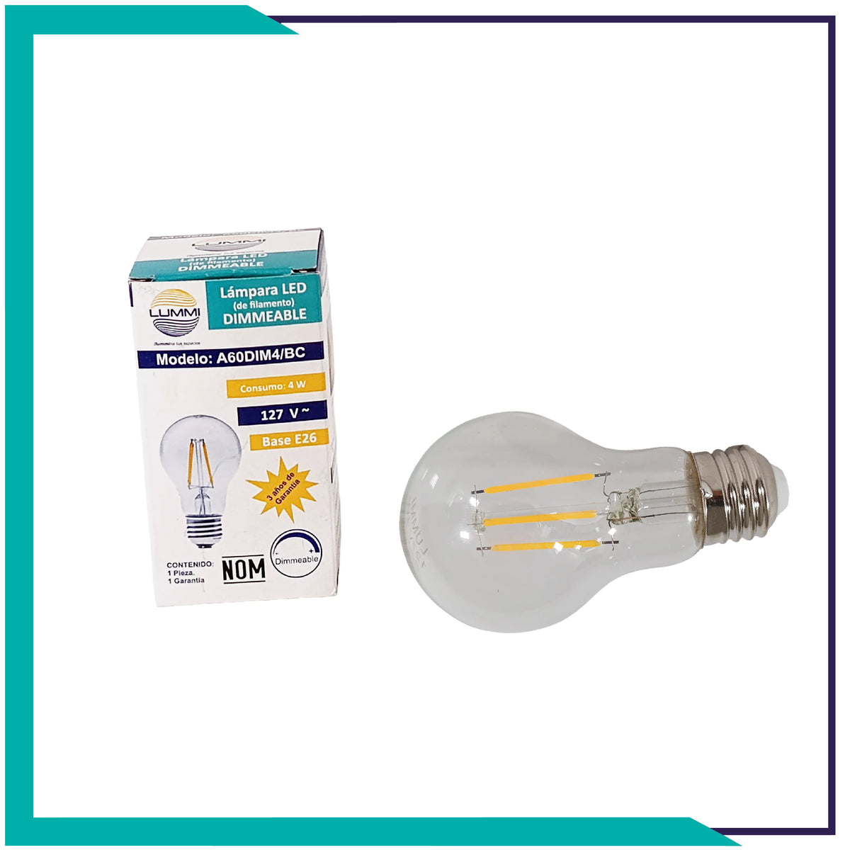 Lámpara LED de filamento A60 dimmeable de 4W (A60DIM4/BC)