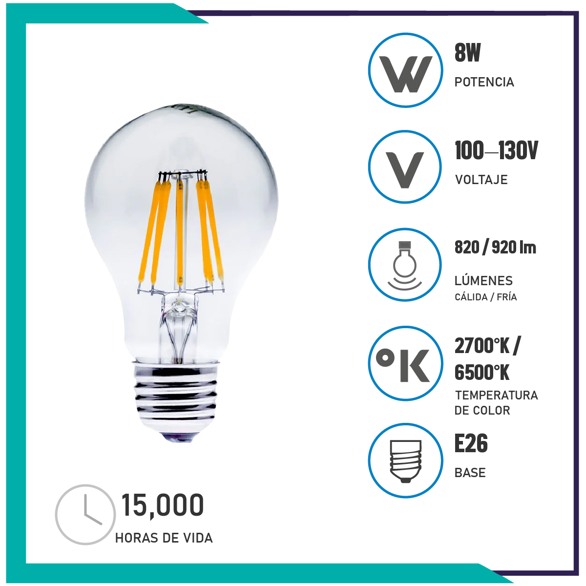 Foco A60 Filamento LED (A60FILED8/LD)