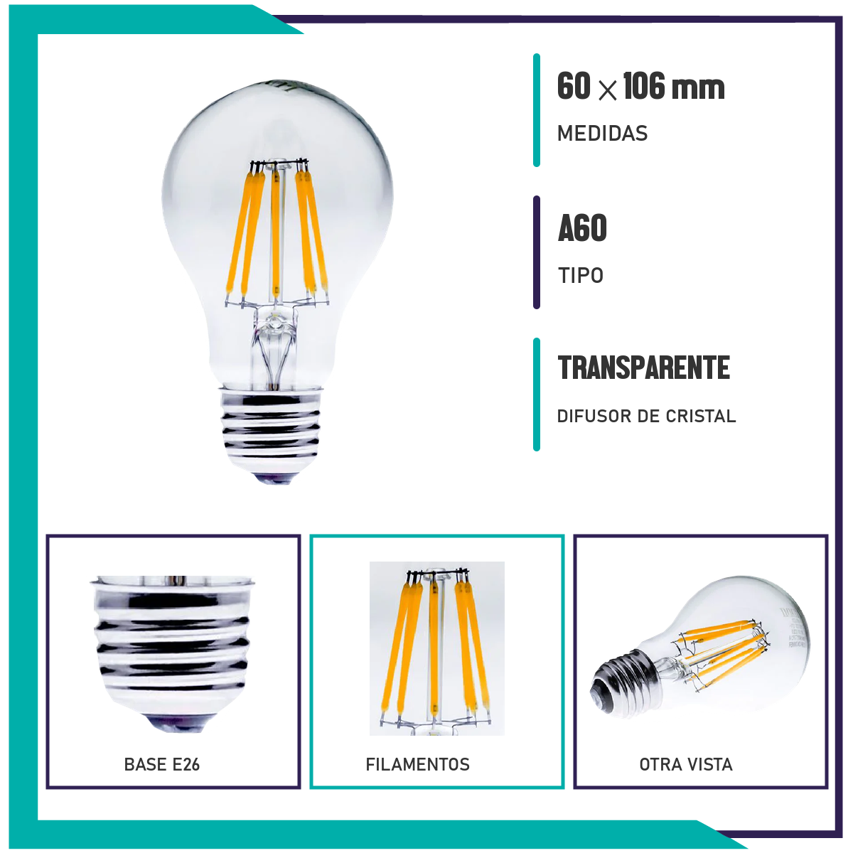 Foco A60 Filamento LED (A60FILED8/LD)