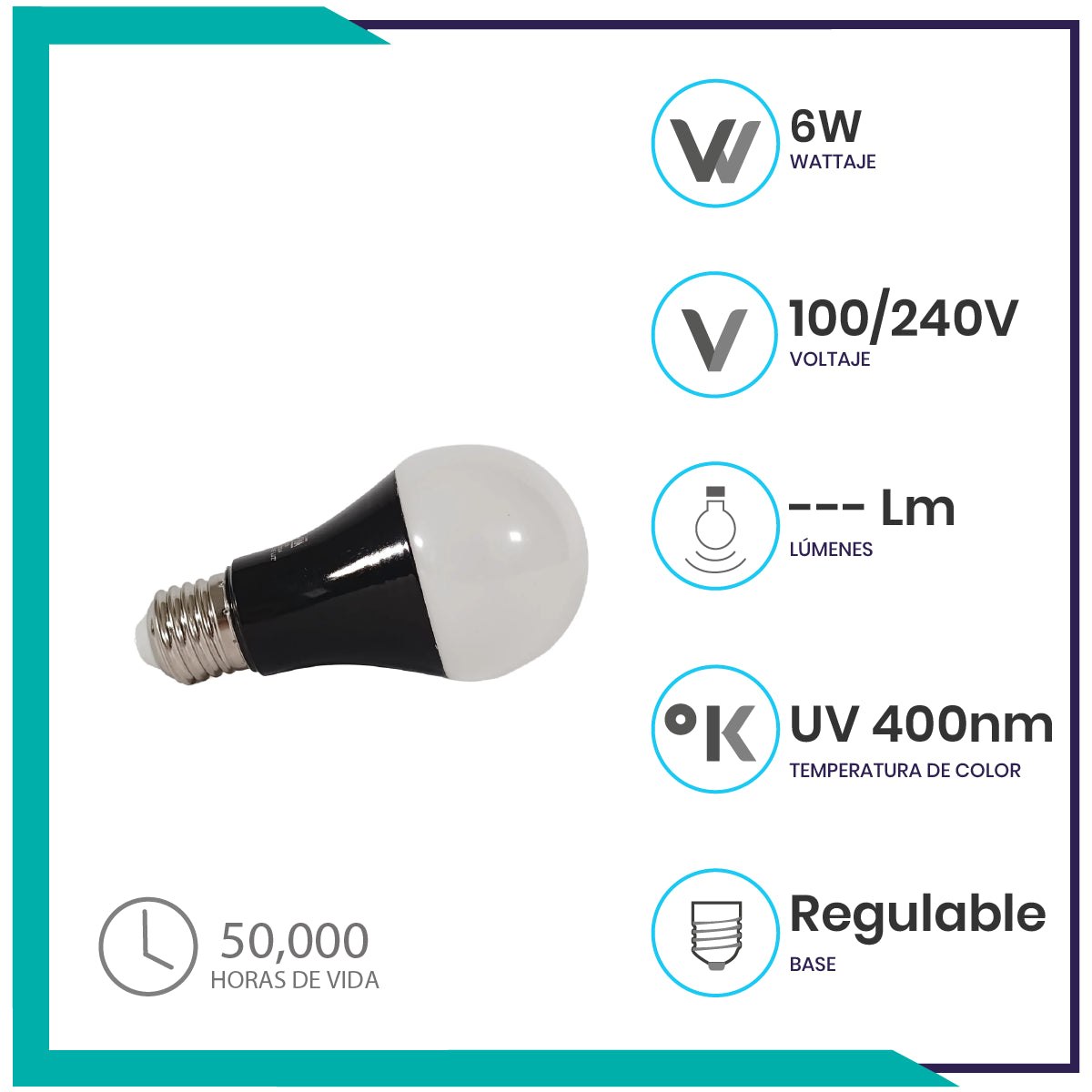 Foco LED 6W Luz Negra (A60LED6/BLB)