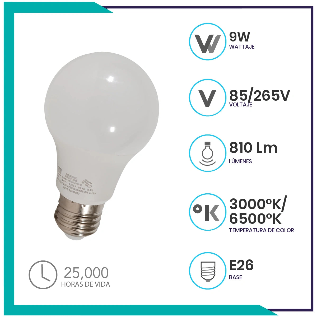 Foco LED 9W tipo A60  (A60LED9/LD)