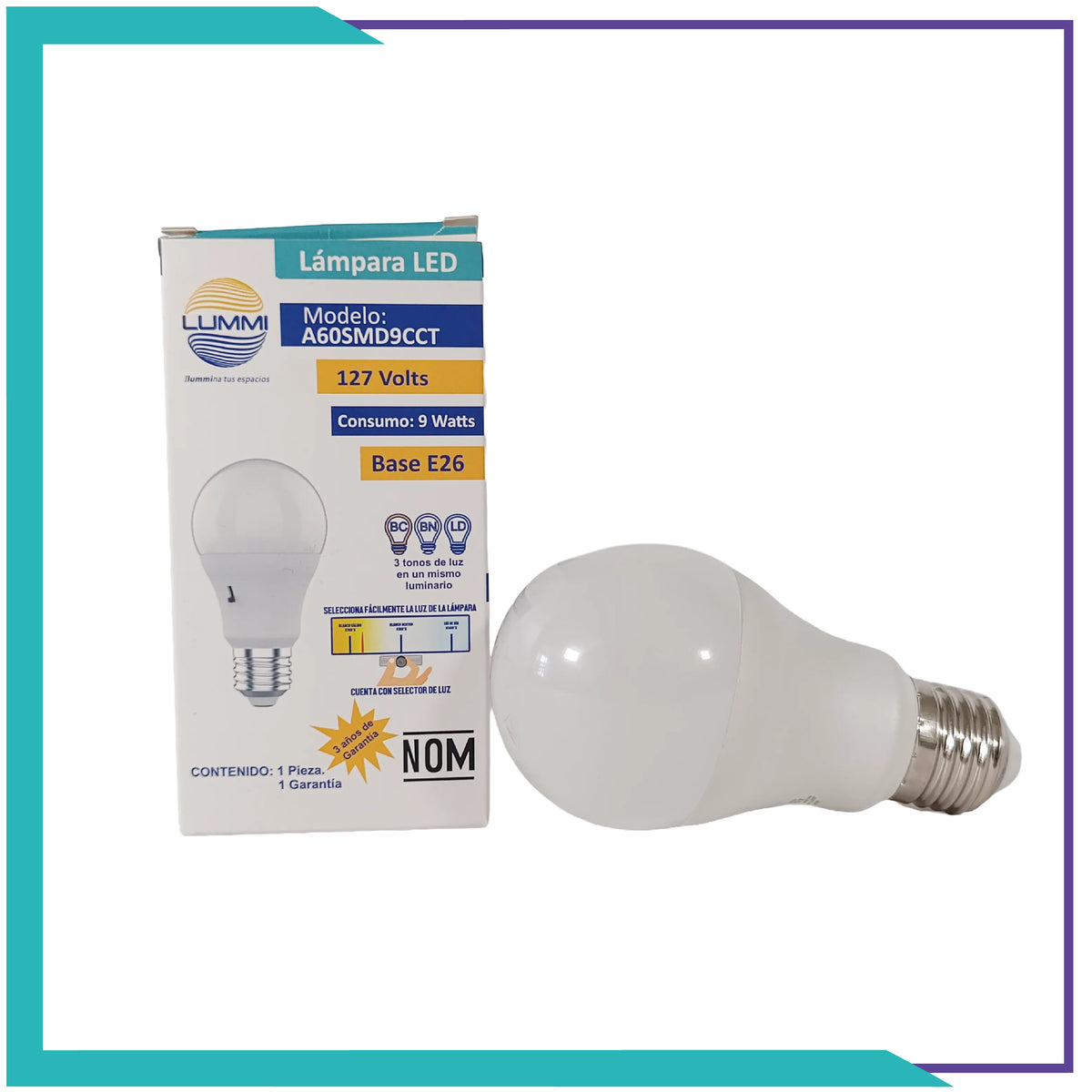 FOCO TIPO A-60 3 TONOS DE LUZ (A60SMD9CCT)