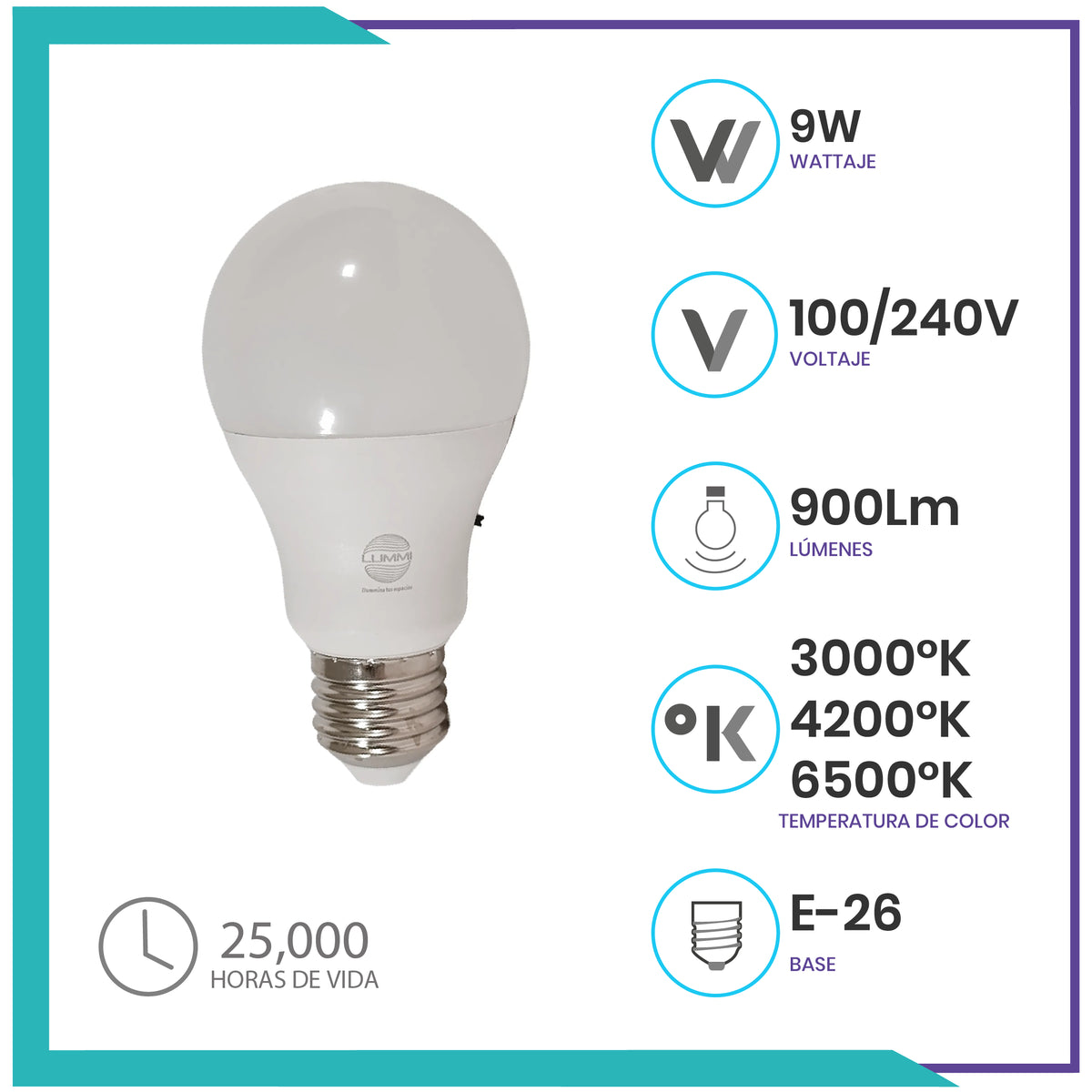 FOCO TIPO A-60 3 TONOS DE LUZ (A60SMD9CCT)