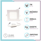 Panel Cuadrado LED 7W Empotrable BC (CUAD7/BC)