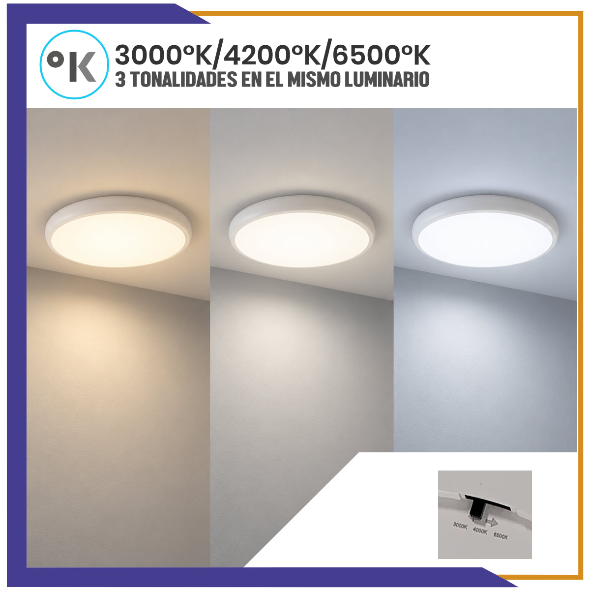 Luminaria LED de empotrar o sobreponer 18W BLANCO (EMSMD18/BL)