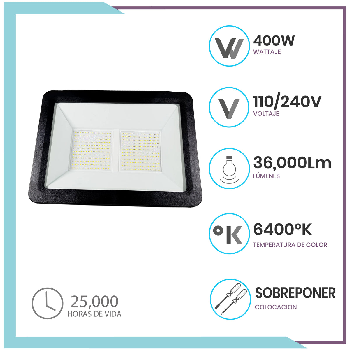 Reflector LED 400W ultradelgado Luz de día/LD (FLAT400/LD)