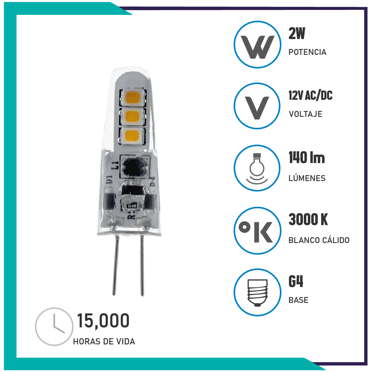 Foco cacahuate LED 2W (G4LED2/LD)