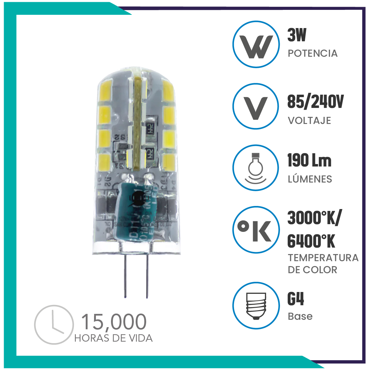 Foco cacahuate LED 3W (G4R3SMD)