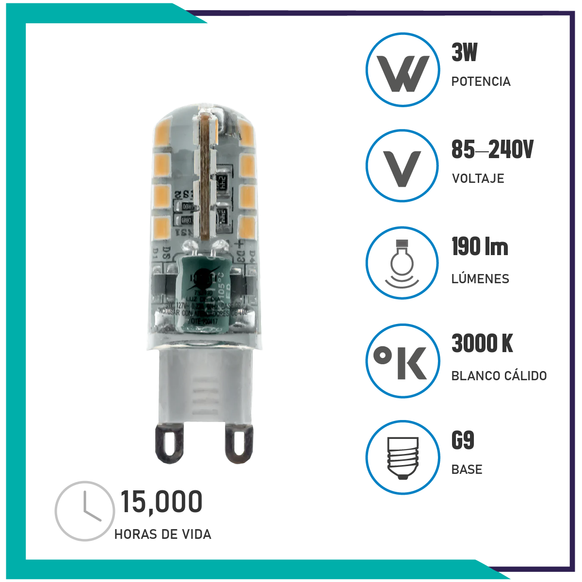 Foco cacahuate LED 3W (G9R3SMD/LD)