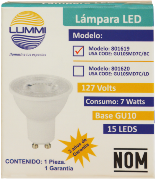 Foco GU10 SMD 7w LED ( GU10SMD7C/BC )