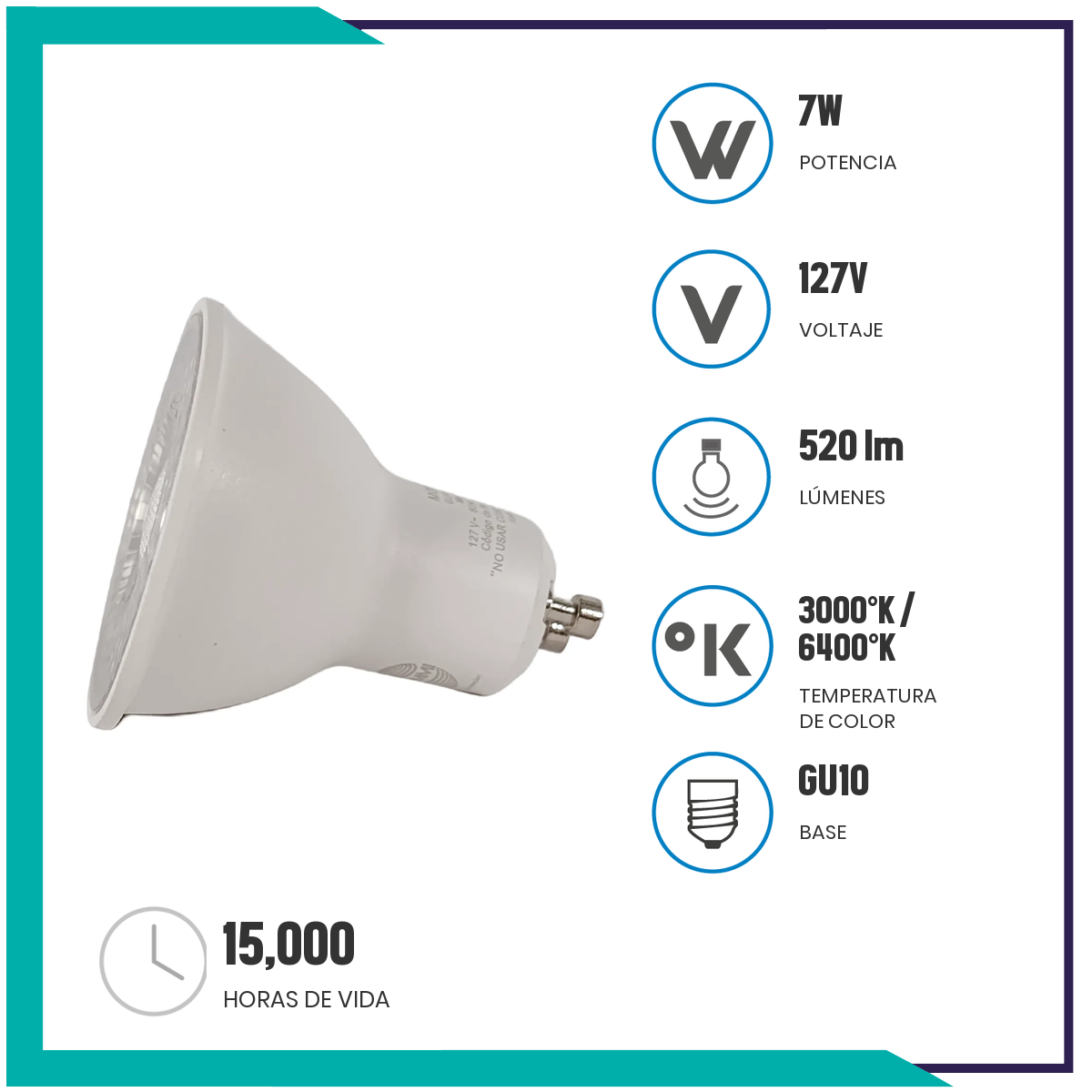 Foco GU10 SMD 7w LED ( GU10SMD7C/LD)