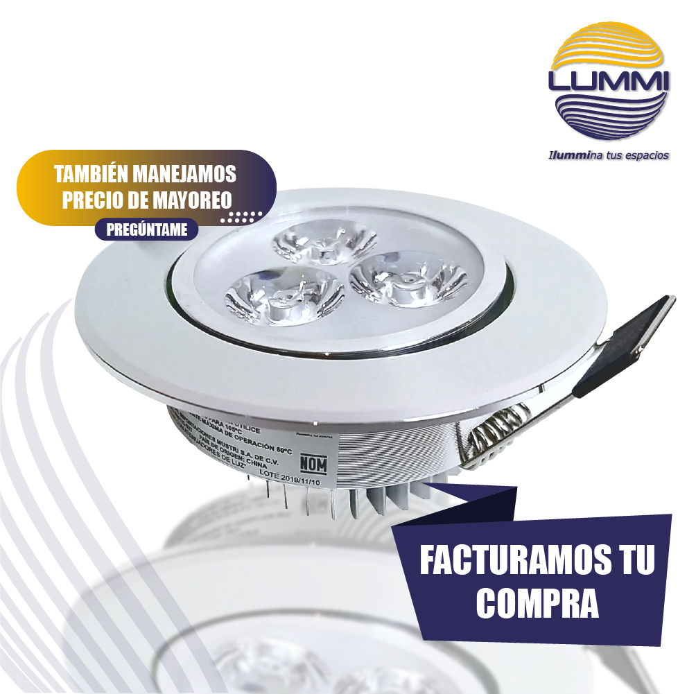Luminaria LED 3W Aluminio Empotrable  (ALUX3/LD)