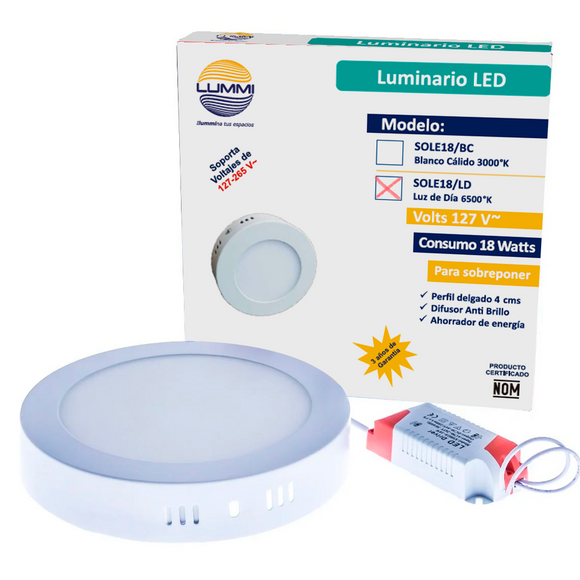 Luminaria circular LED 18W tipo panel LD (SOLE18/LD)
