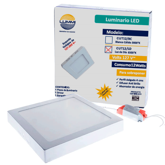 Panel cuadrado de LEDS para sobreponer (CUT12/LD)