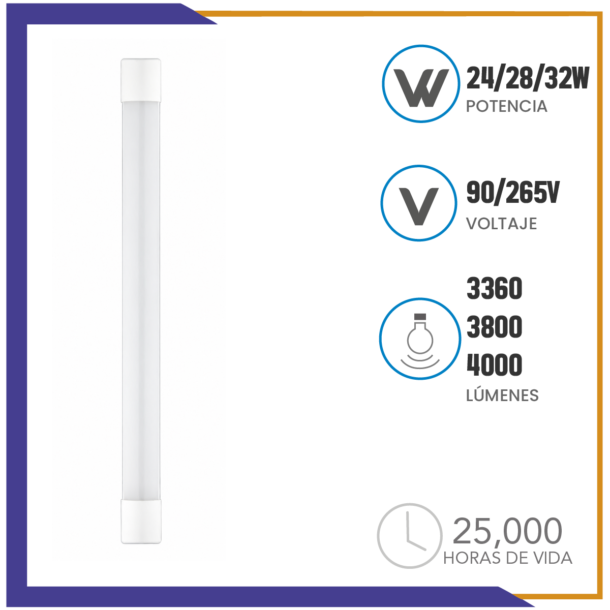 Luminario LED 1180 mm 9 en 1 Linkeable con Cubierta Opaca (LI3C3W120)