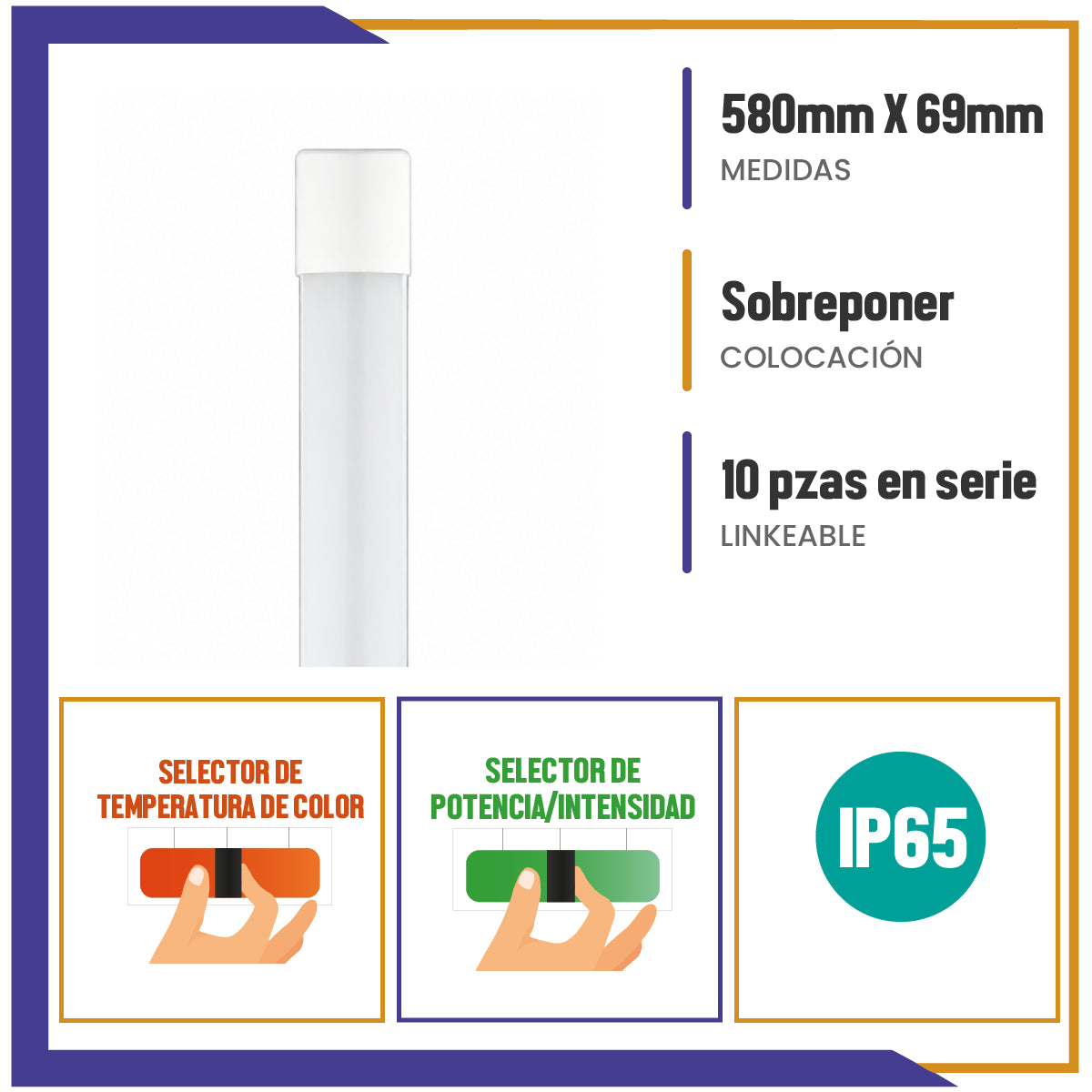 Luminario LED 580 mm Linkeable 9 en 1 (LI3C3W60)