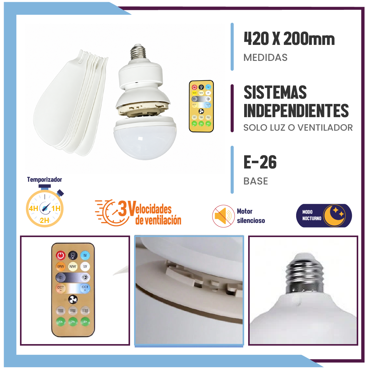 Lámparas led con ventilador 22w (LV1210 y LV1210/COL)